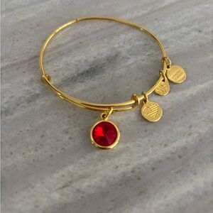 Alex and Ani Bracelet - Goldtone with Red Dangle Charm